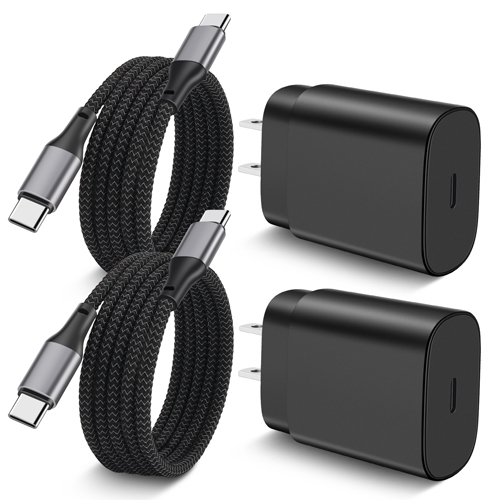 Super Fast Charger Type C, JUNVANG 2Pack 25W USB C Wall Charger Fast Charging Block + 2 X 10FT Braided Long USB C to C Cable for Samsung Galaxy S22/S22 Ultra/S22 Plus/S21/S21 FE/5G/S20/Plus/Note 20/10
