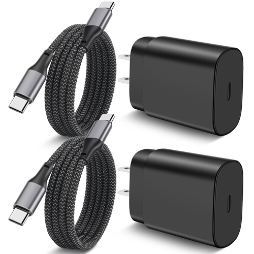 USB C Charger, JUNVANG 25W Super Fast Charger Type C Wall Charger Block with 3FT USB C to USB-C Cable Fast Charging for Samsung Galaxy S23/S23 Ultra/S22/S22 Ultra/S21+/S20/Note 20+, Pixel 7 6 (2Pack)