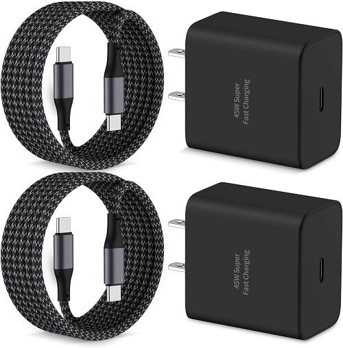 Type C Fast Charger, 2-Pack 45W USB C Wall Charger Super Fast Charging Block with 6FT Android USB C to C Cable for Samsung Galaxy S23 Ultra/S23+/S23/S22 Ultra/S21/S20 Ultra, Note 20, Z Flip 4/Z Fold 4