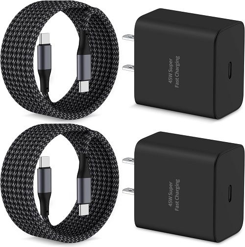 Super Fast Charger Type C, 2 Pack 45W USB C Wall Charger Fast Charging for Samsung Galaxy S23/S23+/S23 Ultra/S22/S22+/S22 Ultra/S21/S20 Ultra/Note 20/Z Fold 4/Z Flip 4 with 10FT Long USB C to C Cable