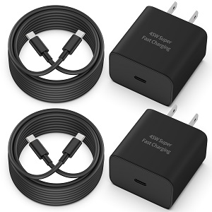 Type C Charger Fast Charging, 45W Super Fast USB C Wall Charger Block for Galaxy S24 Ultra/S24+/S24/S23 Ultra/S23+/S23/S22, Z Fold 5/4/Flip 5/4, Tab S9/S8 5G with 10FT USB C to C Cable
