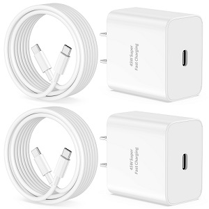 JUNVANG 45W USB C Fast Charger, 2 Pack Type C Charger Fast Charging Wall Block, 2X 6FT C to C Cable Cord for Samsung Galaxy S24 Ultra/S24/S24+/S23 Ultra/S23/S23+/S22/S21/S20, Note 20, Galaxy Tab S9/S8