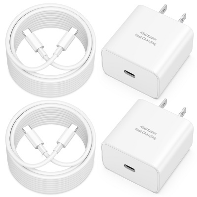 JUNVANG Charger for iPhone Charger Fast Charging 45W Super Fast Type C Wall Charger Block with 10FT USB C to C Cable for Galaxy S24 Ultra/S24+/S24/S23 Ultra/S23+/S23/S22, Z Fold 6/5/4, Z Flip 6/5/4
